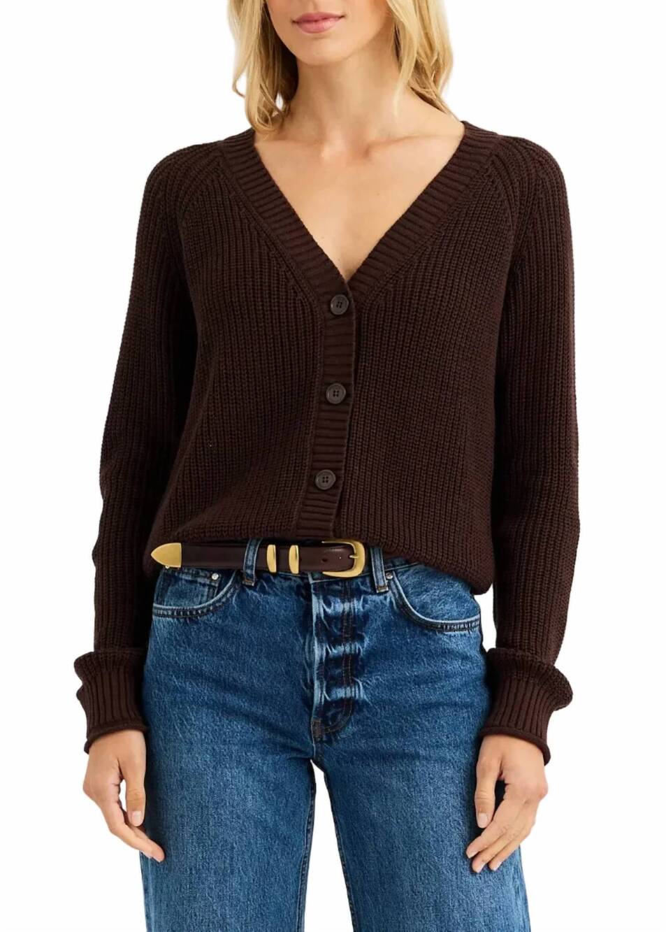 NEW ONE GREY DAY raleigh long sleeve cardigan in brown
